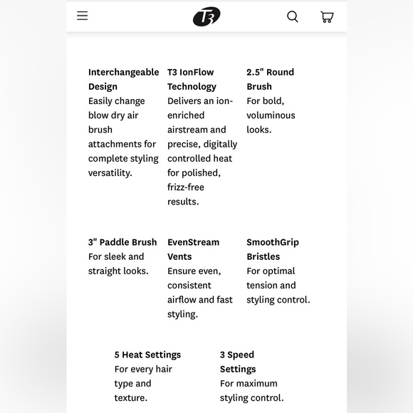 NWT T3 AIREBRUSH DUO Interchangeable Hot Air Blow Dry Brush - Picture 9 of 9